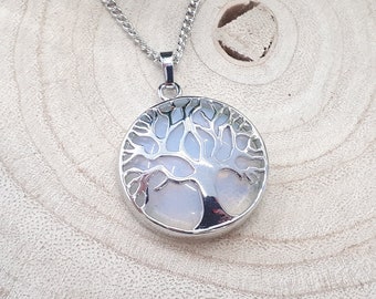 Opal Necklace Tree of Life - Opal and Silver - Family Tree Necklace - Opal Necklace for Woman - Tree Pendant - Silver Tree of Life Necklace
