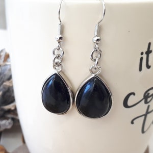 Black Tourmaline Earrings - Crystal Earrings - Raw Crystal Earring - Black Stone Earrings - Wife Gift For Her / Mom - Tourmaline Jewelry