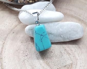 Turquoise Pendant Necklace, Blue Necklace, Gift for Women, Gemstone Necklace, Girlfriend gift, Stone Pendant, Turquoise Necklace for woman