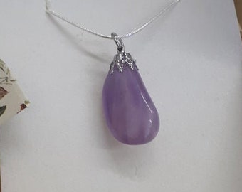 Amethyst pendant necklace / Amethyst jewelry for mom / Amethyst silver chain necklace charm / Amethyst Crystal pendant necklace for women.