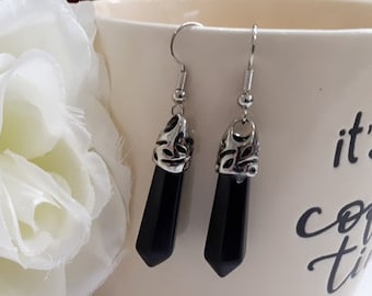 Conjunto de pendientes y collar de turmalina negra: joyería bohemia hecha a mano