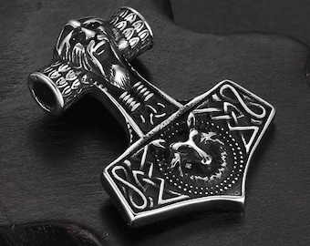 Viking jewelry necklace for men/Women. Vegvisir Thor hammer necklace, Norse Runes, Vikings Protection Amulet, Viking pendant Norse Mythology