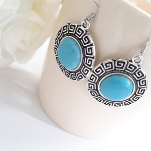 Turquoise Drop earring • Turquoise jewelry set for women • December Birthstone • Handmade crystal healing pendant gift for Women