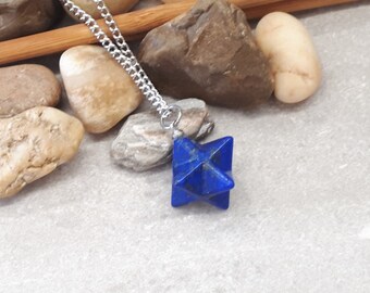 Lapis Merkaba necklace Pendant - Merkaba crystal - Lapis Lazuli necklace crystal jewelry - Lapis star Crystal pendant necklace for women