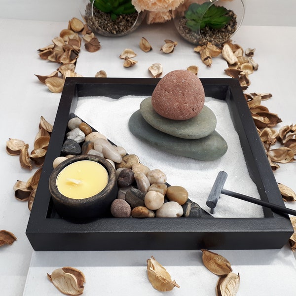 Zen Tuin met kiezels - Crystal Sand Garden - Bureau Accessoire- Zand Kunst, Meditatie - Zen Decor, Desktop Zen Garden, Office Decor - DIY Kit