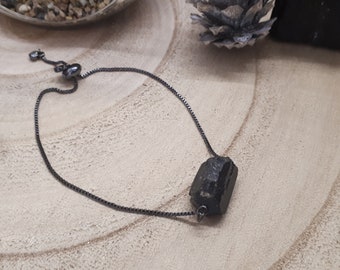 Tourmaline Gemstone Protection bracelet, Adjustable bracelet, Dainty bracelet, Black tourmaline bracelet, sliding bracelet, Black bracelet