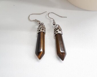 Set di gioielli per orecchini occhio di tigre, orecchini pendenti occhio di tigre, gioielli occhio di tigre, pietra autentica occhio di tigre, regalo fatto a mano per lei, regalo per mamma