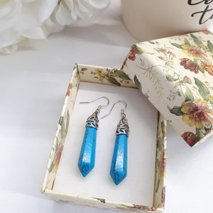 Turquoise earrings and necklace set, Turquoise jewelry Stud Boho earrings, Handmade Gifts for her, Birthday Gifts for Mom, Gift for wife