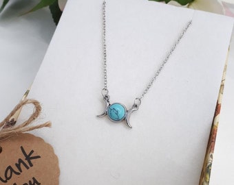 Collar en capas turquesa • Conjunto de joyas con encanto turquesa • Pendientes colgantes turquesa • Joyas de piedra preciosa turquesa • Set de regalo para sus mujeres