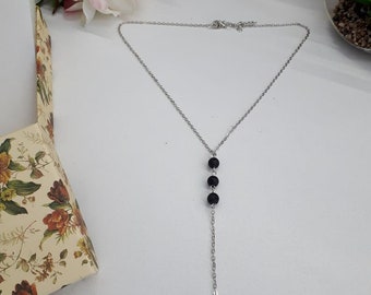 Collar de piedra de lava / Difusor de aceites esenciales Joyería de plata / Collar gargantilla con dije para curar la ansiedad / Joyería motivacional / Collar de lava en Y