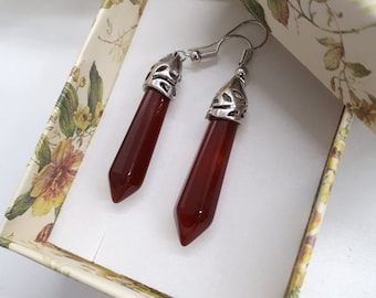 Orecchini Pendenti In Gemma Naturale Di Diaspro Blu, Stile Bohemien, Fatti A Mano, Regalo