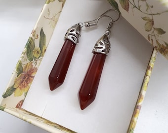 Red Jasper dangle earrings / Handmade silver Red Jasper dangle earrings / Red Jasper boho jewelry birthstone gift for woman or for mom