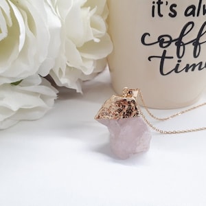 Rose Quartz Pendant / Raw Rose Quartz with gold plated cap / Rose Quartz Necklace / Rose Quartz Charm-Rose Quartz Nugget/ Birthstone jewelry