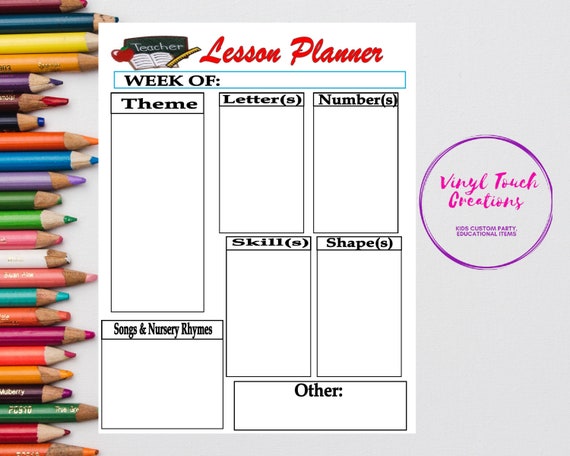 Daycare Lesson Plan Template Weekly Teacher Lesson Plan - Etsy