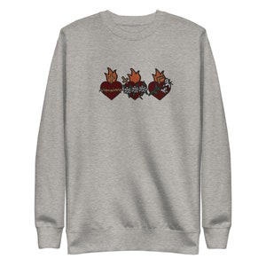 Maroon Colored Hearts - Premium Embroidered Holy Hearts Sweatshirt, Catholic Sweater, Sacred Heart, Immaculate Heart, Catholic Sweatshirt