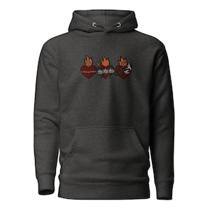 Maroon Colored Hearts - Embroidered Holy Hearts Hoodie, Catholic Hoodie, Sacred Heart, Immaculate Heart, Chaste Heart of Joseph