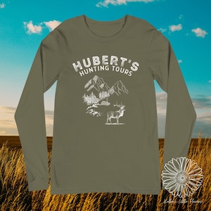 Hubert&#39;s Hunting Tours Unisex Long Sleeve Tee, St Hubert Shirt, Confirmation Gift, Hunting Lover Gift, Catholic Men, Catholic Women
