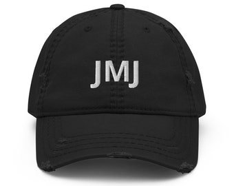 JMJ Distressed Dad hat, JMJ Hat, JMJ Ball Cap, Catholic Dad Hat, Catholic Ball Cap, Catholic Hat, Jesus Mary Joseph Hat, Confirmation Gift