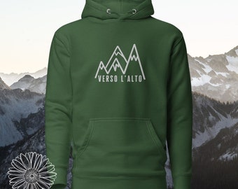 Embroidered Large Design Verso L&#39;alto Unisex Hoodie, Pier Giorgio Frassati