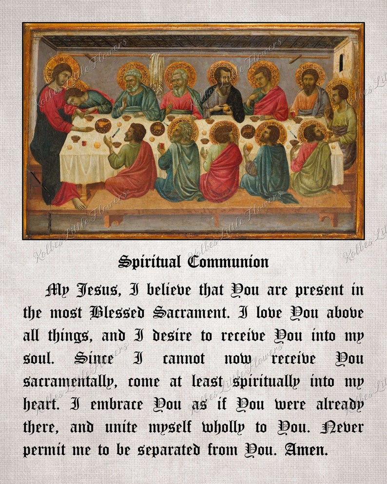 Spiritual Communion Prayer Card Catholic Printable Last | Etsy