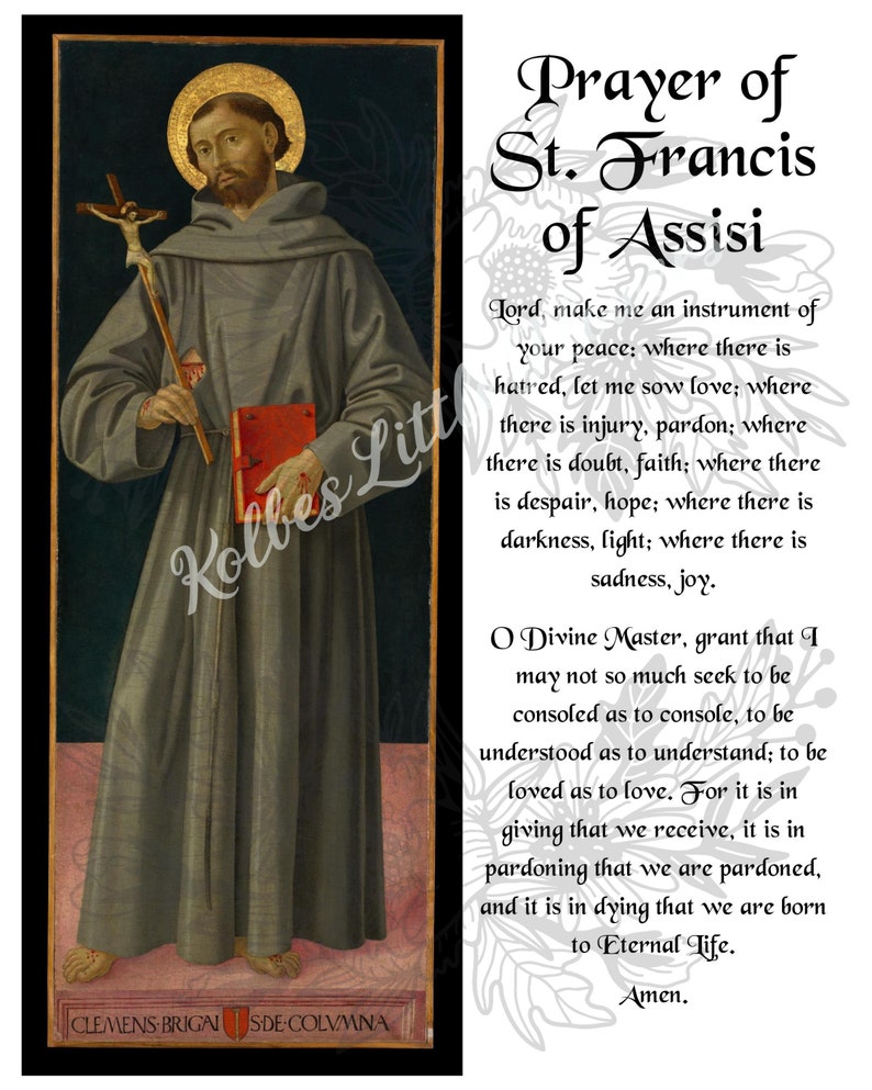 St. Francis of Assisi Prayer Catholic Printable Wall Art | Etsy