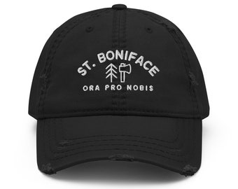 St Boniface Pray for Us Distressed Dad Hat, Saint Boniface Hat, St. Boniface Hat, Catholic Hat, Confirmation Gift