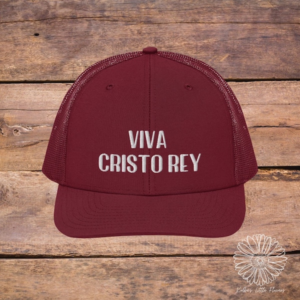 Viva Cristo Rey Trucker Cap, Catholic Hat, Spanish Catholic, Long Live Christ the King Hat