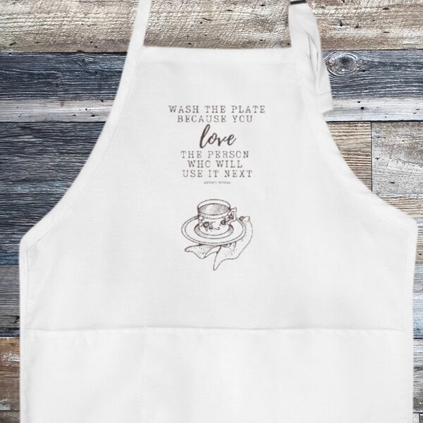 Wash the Plate Apron, St Teresa of Calcutta Quote, Mother Teresa Quote, Saint Teresa of Calcutta, Catholic Apron, Catholic Wedding Gift