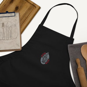 Embroidered Miraculous Medal Apron, Catholic Apron, Catholic Wedding Gift, Catholic Bridal Shower Gift, Catholic Woman, Catholic Kitchen