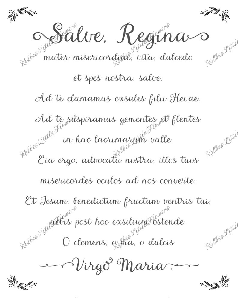 Salve Regina Prayer Card Hail Holy Queen Prayer Card - Etsy