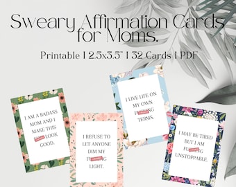 Sweary Affirmation Cards for moms, Funny Printable Self-Care for Moms, Sarcastic Parenting Gift, Digital Download, Mom Humor