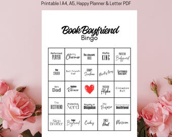 Book Boyfriend Bingo, Reading Challenge, Book Trope Tracker, Book Lovers, Book Journal, Printable Reading Challenge, Book Boyfriend