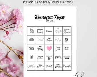 Book Bingo, Reading Challenge, Book Trope Tracker, Book Lovers, Book Journal, Printable Reading Challenge, Romance Reading Challenge