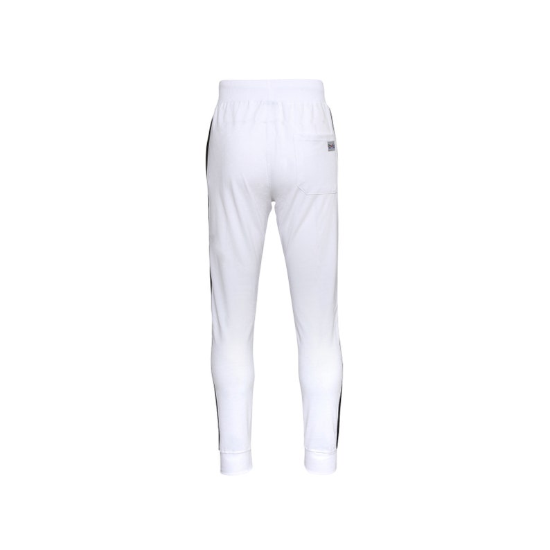 ProGo Men/'s Athletic Premium Workout Slim Fit Track Pants-Gym Jogger Sweatpants with Zipper Pockets WHITE BLACK STRIPE