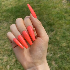 Made to order Handmade press on nails- hot pink long fake nails
