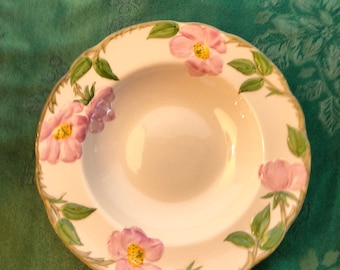 8 1/2 Inch Flat Rimmed Soup Bowl, Franciscan Desert Rose, Highly Collectible, Excellent Condition, No Chips, No Crazing, FREE SHIPPING