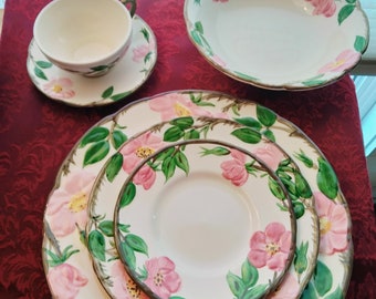 SETTING FOR 4!! 4 Desert Rose Dinner Plates, 4 Salads, 4 Bread Plates,  One Serving Bowl, 4 Cups and Saucers, Free Shipping!