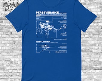 Perseverance Rover and Ingenuity diagram tee shirt | Mars, Helicopter, Science, engineering, exploration, space, robot, STEM, NASA