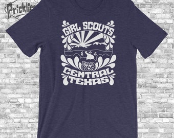 Girl Scout Troop T-Shirt l hippie style design, custom, council name, troop number, camping, outdoor tee, youth, men, women, unisex