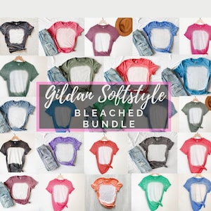Gildan 64000 Mockup, Gebleichtes Shirt Bundle, Gildan SoftStyle Bundle, Gildan Softstyle Mockup, Gebleichtes T-Shirt Mockup, Gildan 64000 Bundle
