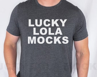 Heather Dark Grey Bella Canvas 3001 Mockup, 3001 Dark Grey Heather Mockup, Model Male Mockup, T-Shirt Mockup, Male T-Shirt Mockup