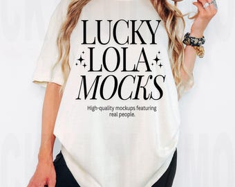 Comfort Colors 1717 Ivory Mockup, Elfenbein Shirt Mockup, c1717 Ivory Mockup, Comfort Colors Tshirt Mockup, cc1717 Mockup, Real Model Mockups