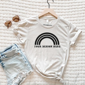 Bella Canvas Heather Dust Mockup, 3001 Heather Dust Flat Lay, Bella Canvas 3001 Mockup, Cute Summer Flay Lay, Heather Dust 3001CVC