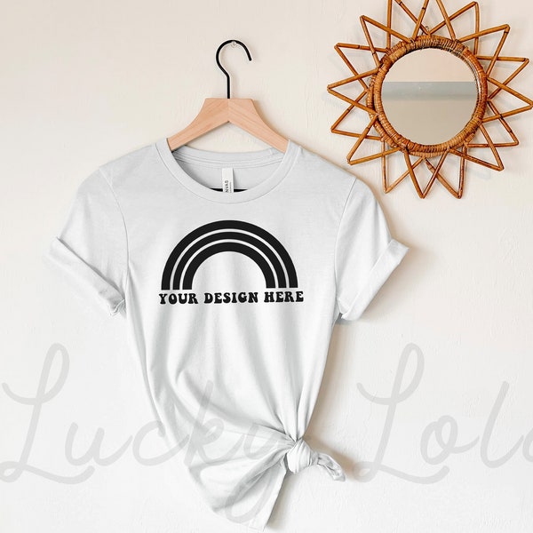 Bella Canvas 3001 Mockup, Bella Canvas 3001 Heather Cement Shirt Mockup, Hanging T-Shirt Mockup, Heather Cement Mockup, Boho Mockup,