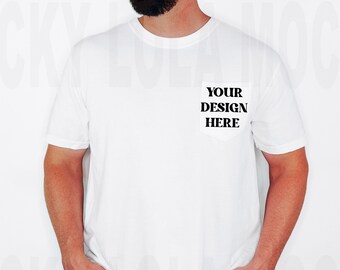 Comfort Colors 6030 White Pocket Mockup, Comfort Colors 6030 Mockup, Pocket Shirt Mockup, 6030 Mockup, 6030 White Mockup, Model Mockup
