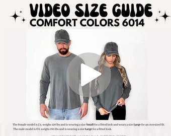 Comfort Colors 6014 Video Maattabel, Comfort Colors 6014 Maattabel, Comfort Kleuren Mockup, Maattabel Mockup, Paren Mockup, Matching