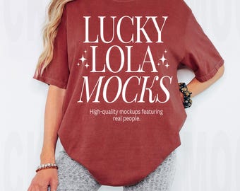 Comfort Colors 1717 Brick Mockup, Red Shirt Mockup, c1717 Brick Mockup, Comfort Colors Tshirt Mockup, cc1717 Mockup, Real Model Mockups