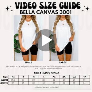 Bella Canvas 3001 Video Size Chart, Oversized Size Chart, Video Mockup, Size Guide Mockup, Bella Size Chart, Size Chart Mockup zdjęcie 1