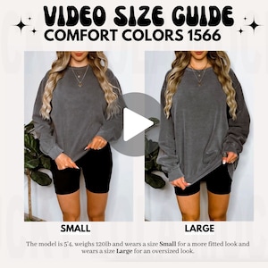 Comfort Colors 1566 Video Größentabelle, Oversized Comfort Colors Größentabelle, Größentabelle Mockup, Comfort Colors Mockup, Oversized Size Chart