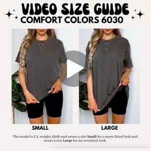 Comfort Colors 6030 Pocket Video Size Chart, Size Chart Mockup, Comfort Colors Size Chart, Size Guide, 6030 Size Chart, 6030 Size Guide